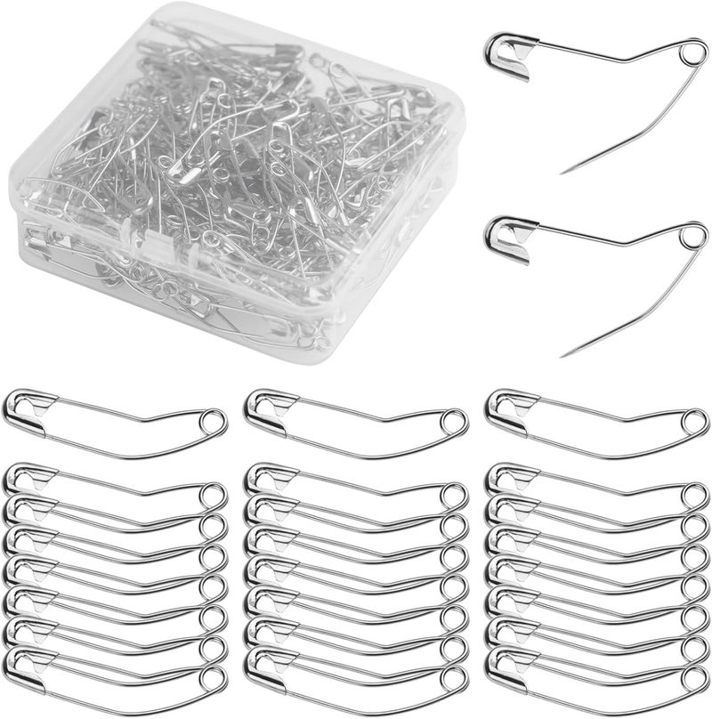 MASONEE 100 Pack Curved Safety Pins for Quilting Basting Pins 38mm/1.5inch Quilting Safety Pins Stainless Steel Quilting Pins - Image 1